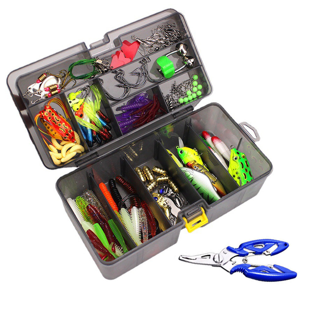 169PCS Fishing Lures Kit Set Two Layers Tackle Box With Fishing Baits Fishing Plier