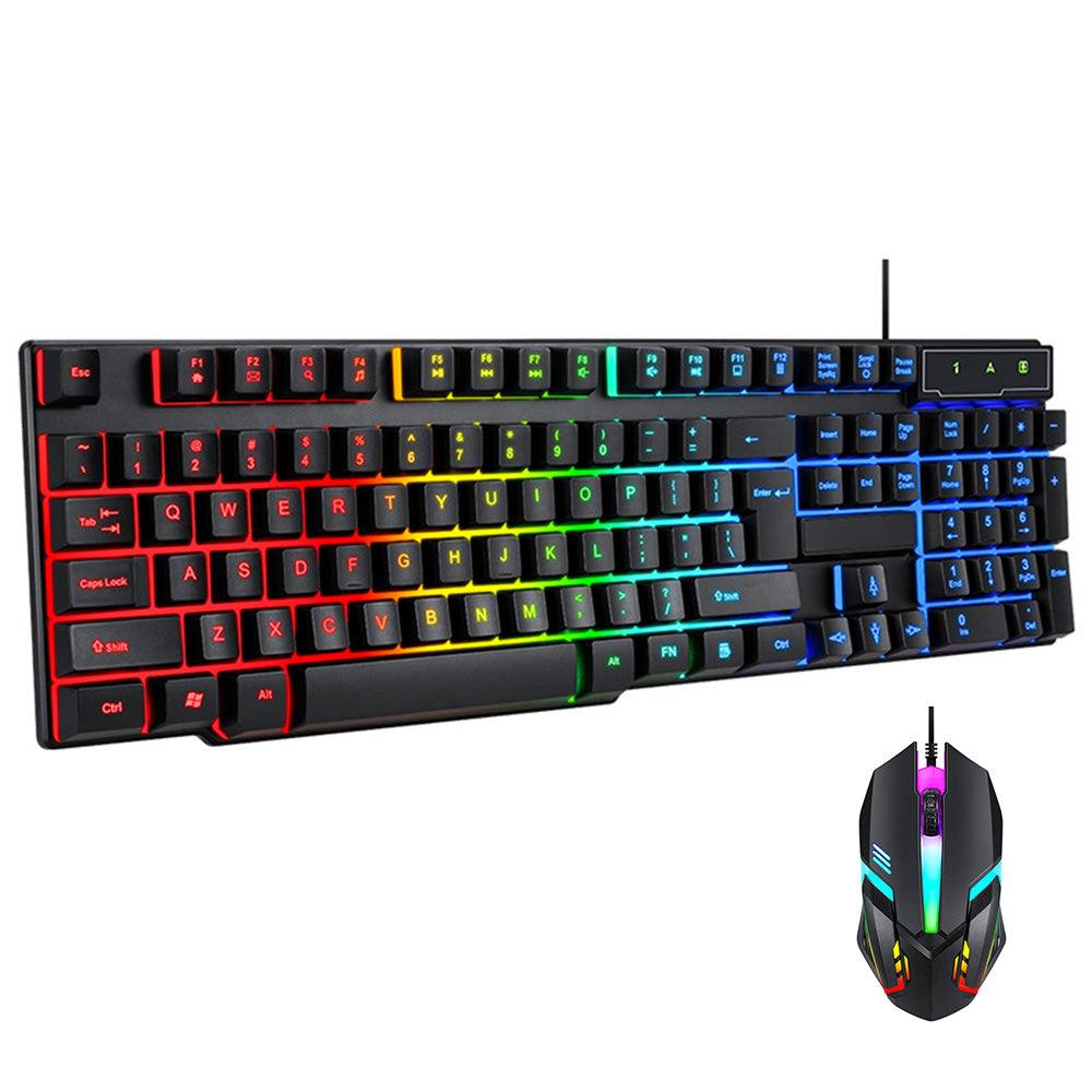 Wired Gaming Keyboard and Mouse Set with RGB Backlight USB