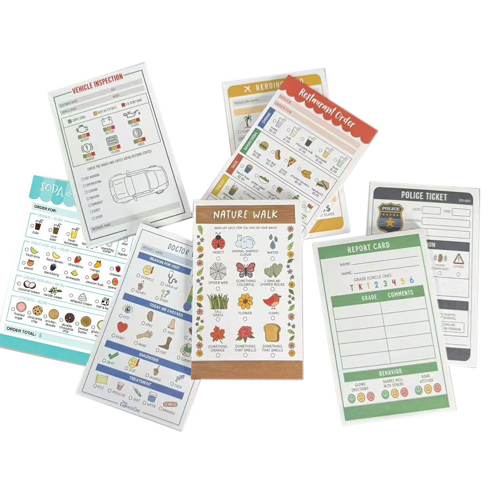 8 Theme Pretend Play Notepads Imaginative Play Notebooks for Boys Girls