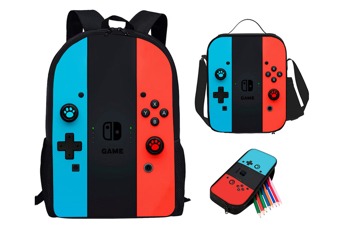 3Pcs Set School Backpack with Leakproof Lunch Box and Pencil Case for Teens