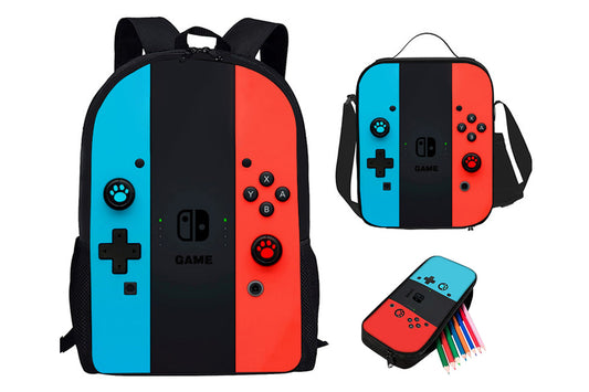 3Pcs Set School Backpack with Leakproof Lunch Box and Pencil Case for Teens