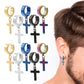 5 Pairs Unisex Cross Dangle Hoop Huggie Stainless Steel Earrings