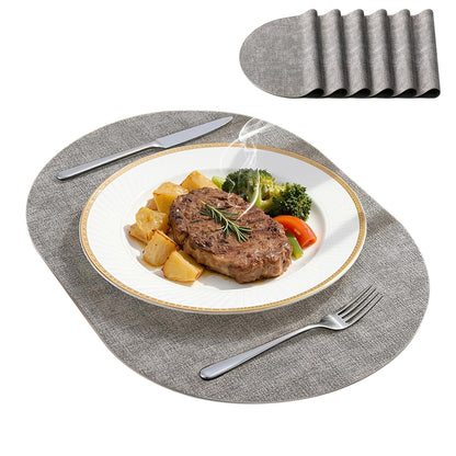 6Pcs Faux Leather Placemats Waterproof Heat Resistant Washable Table Mats for Dining Table