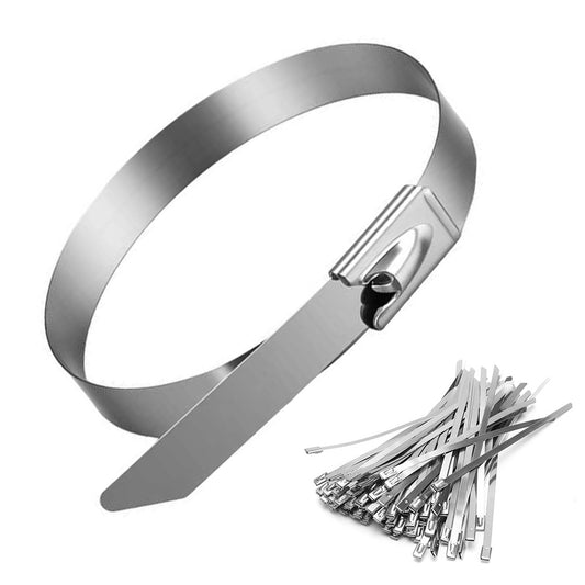 100Pcs 304 Stainless Steel Self-Locking Cable Ties 0.46 cm Wide 15 or 30 cm