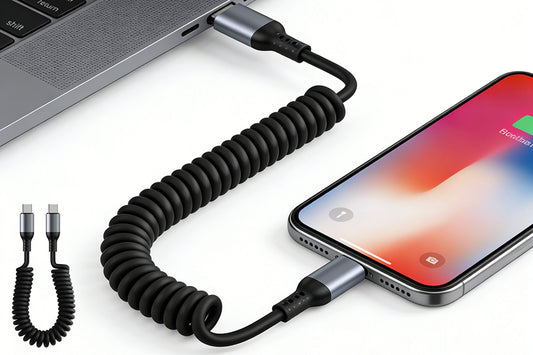 USB C To C Cable Car Coiled Type C Charging Cable For iPhone Samsung
