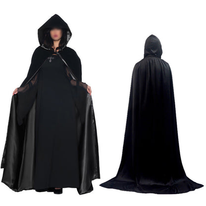 Halloween Cape with Hood for Men and Women Hooded Cloak for Party Stage Performance