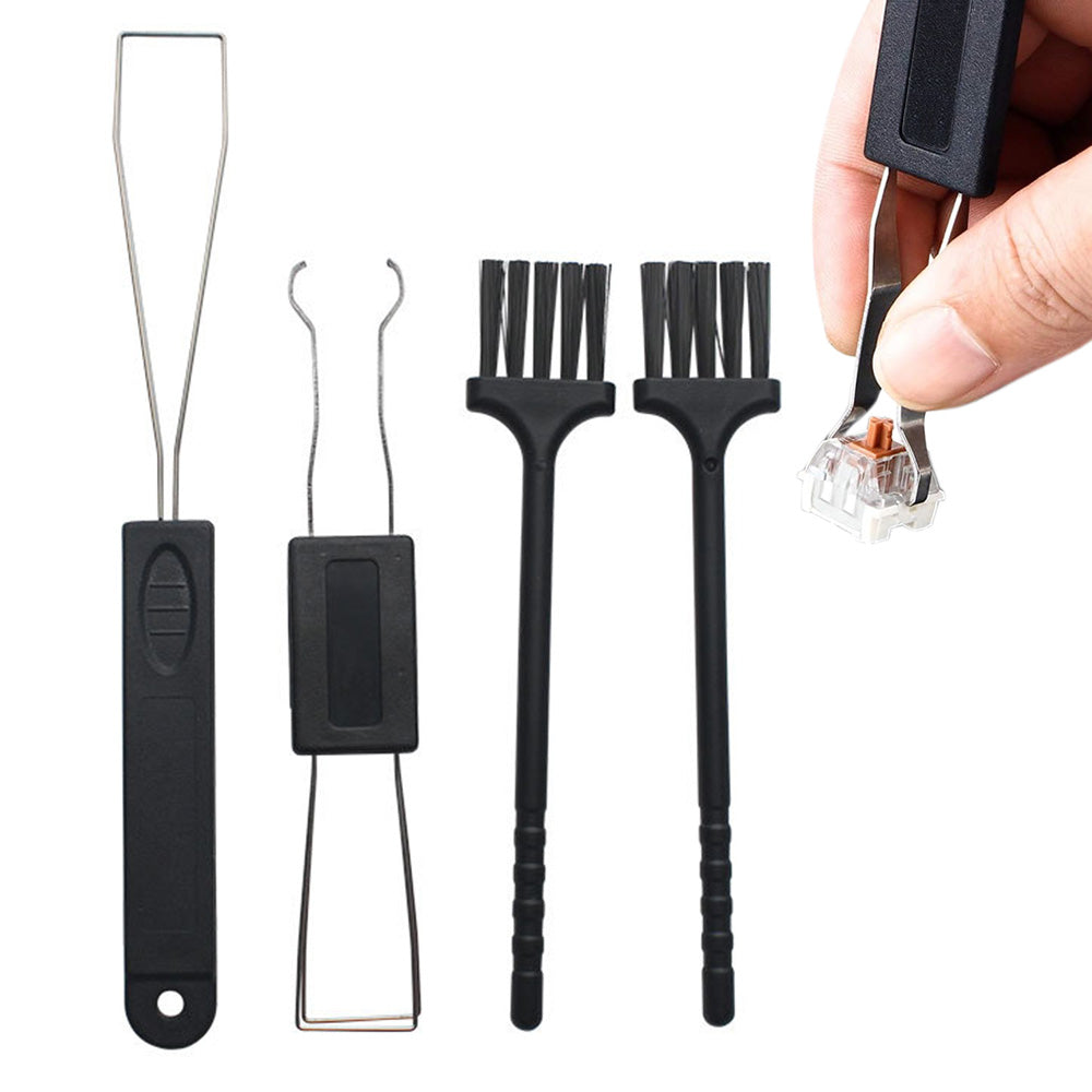 4-in-1 Mechanical Keyboard Cleaning Kit with Keycap Puller Brush and Tweezers for PC Laptop Electronics