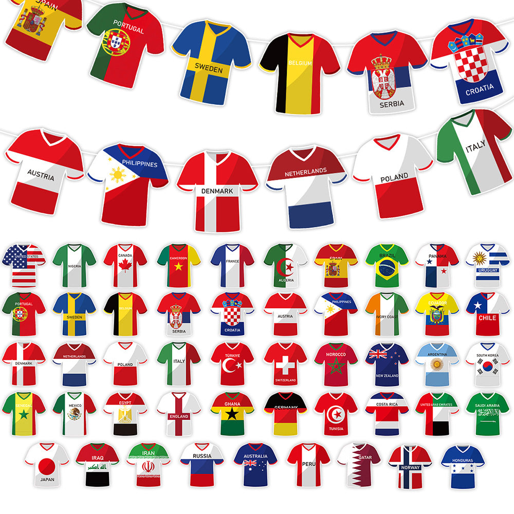 Soccer Jersey Bunting Flags – 49 Country Designs Football Party Decoration