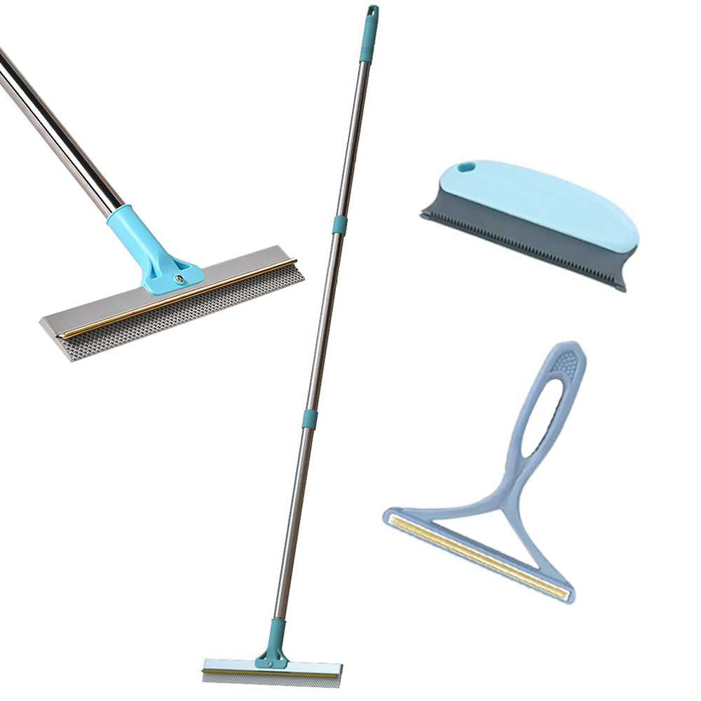 Metal Pet Hair Remover 3 in 1 Carpet Rake with Long Handle for Dog Cat Fur