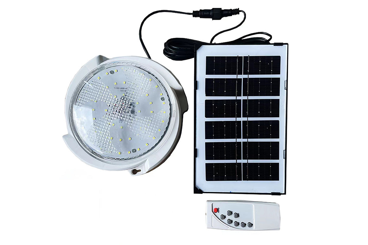 Solar Powered Pendant Light with Remote Ceiling Lamp for Indoor Outdoor Barn Shed Gazebo Garage
