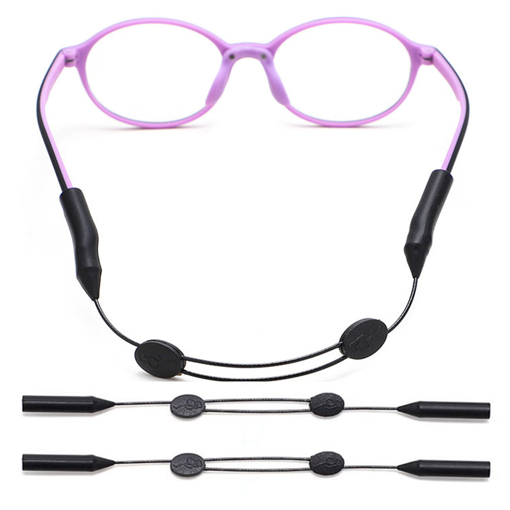 3 Pack Adjustable Black Sports Eyeglass Straps for Men and Women