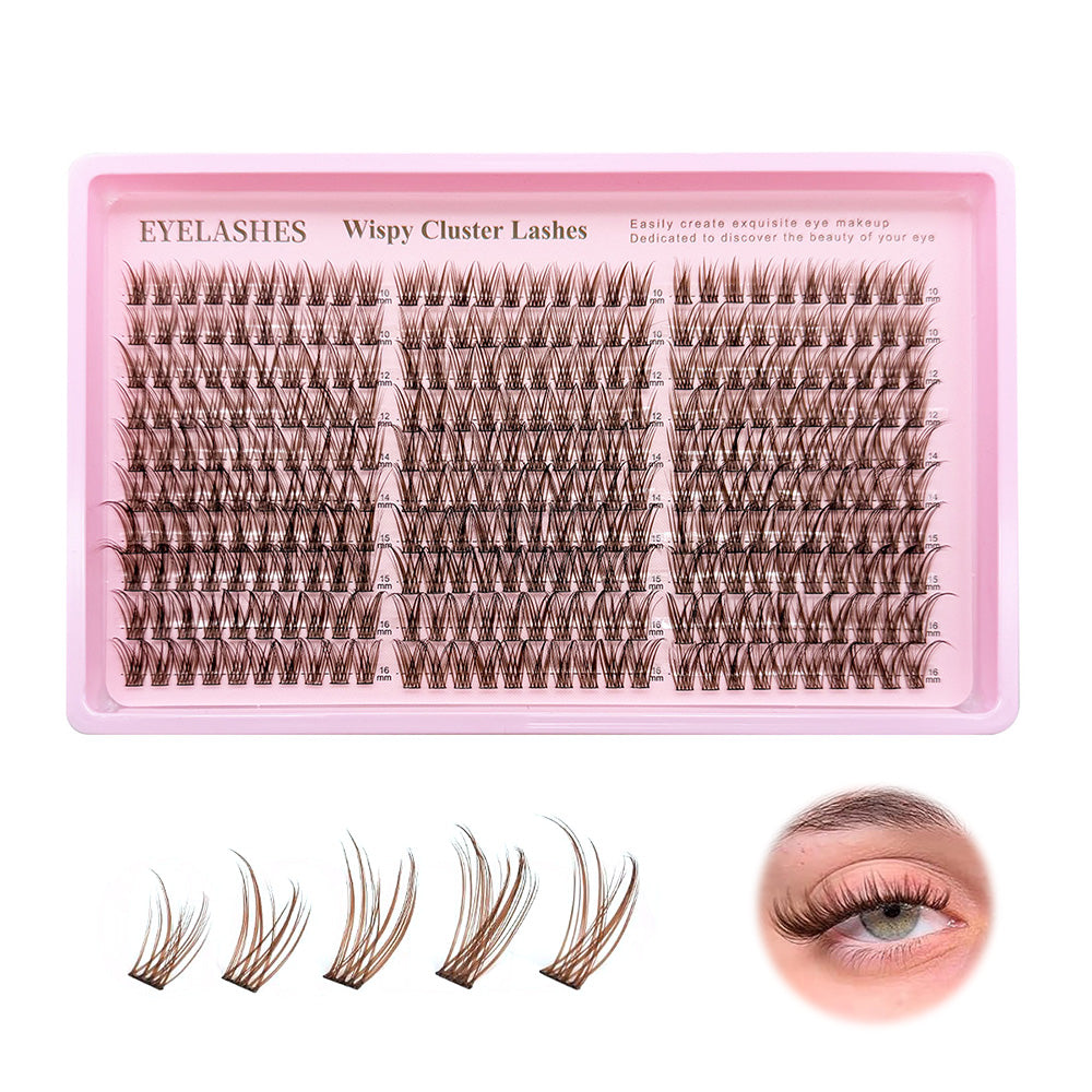 300 PCS Brown False Eyelash Cluster Kit with Multiple Lengths