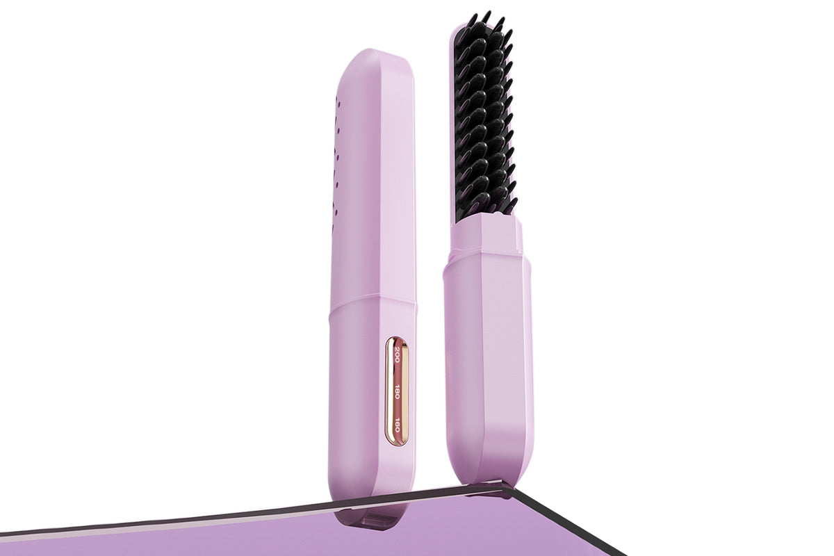 Cordless Rechargeable Hair Straightener Brush Mini Fast Heating Comb For Travel