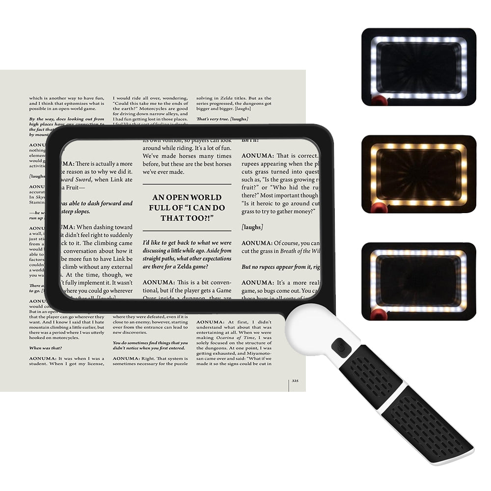 Folding Handheld Magnifying Glass with Light 5X Large Rectangle Reading Magnifier