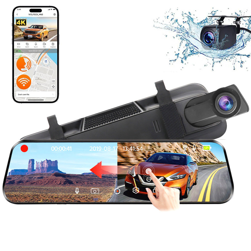 4K 10 Inch Dual Cam Car Rear Mirror View Camera Dash Camera for Car with ADAS