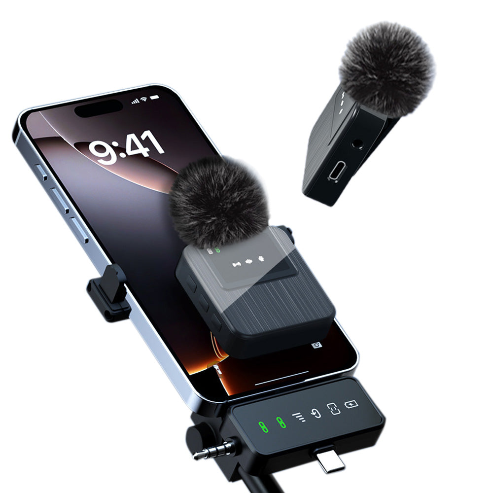 3-in-1 Mini Microphone for iPhone Android Camera Wireless Lavalier Microphone