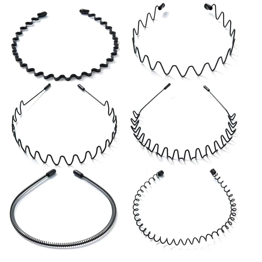 6Pcs Invisible Metal Headband Non Slip Hair Hoop for Women Men with Elastic Band