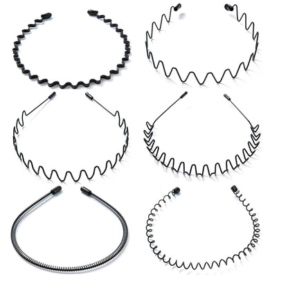6Pcs Invisible Metal Headband Non Slip Hair Hoop for Women Men with Elastic Band