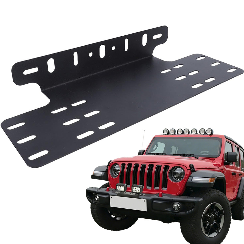 Universal Auxiliary Light Bracket License Plate Mount Metal for Jeep SUV Pickup Truck