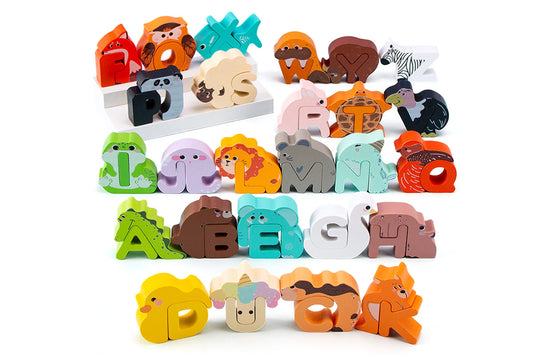Wooden Alphabet Animal Puzzles Matching Game Educational Toys
