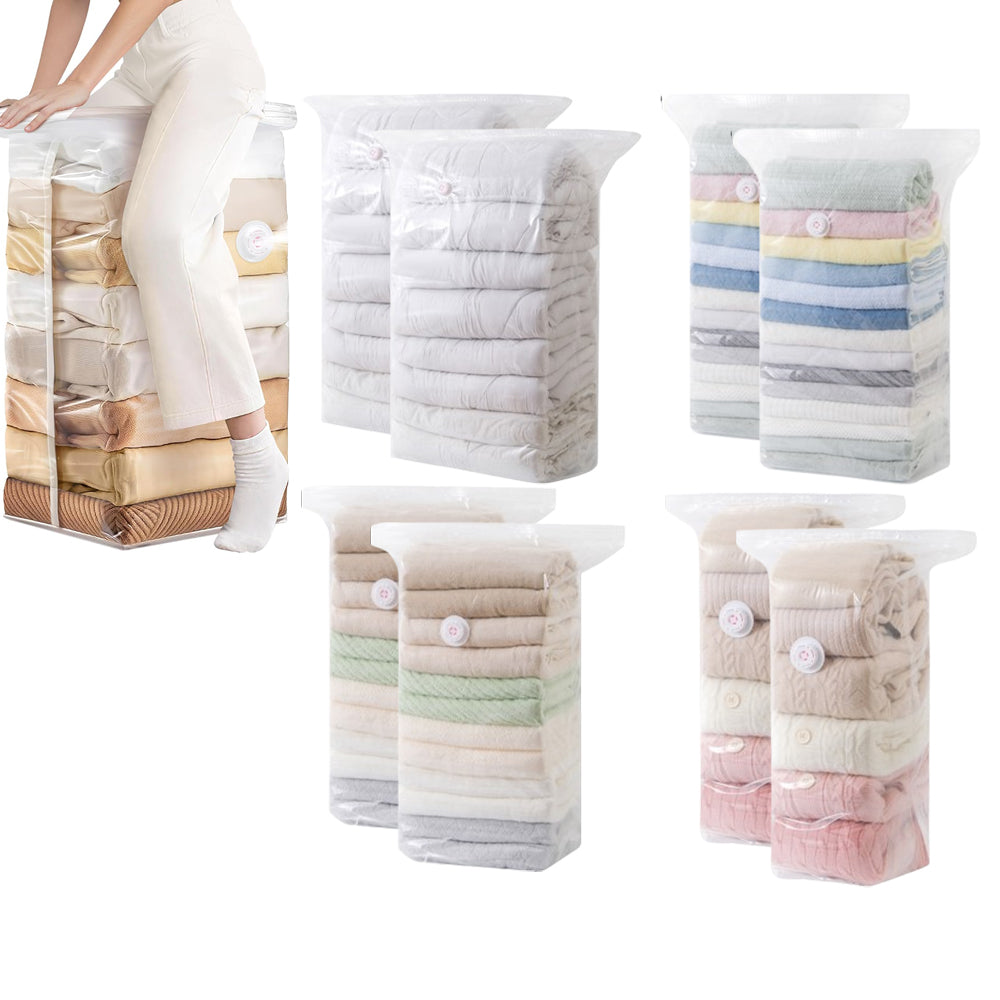 8 Pack 3D Vacuum Compression Storage Bags for Clothes Quilts Travel Space-Saving