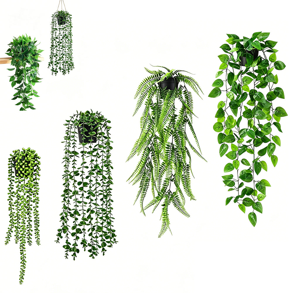 4 PCS Fake Hanging Plants with Pots Artificial Plants for Wall Room Balcony Office