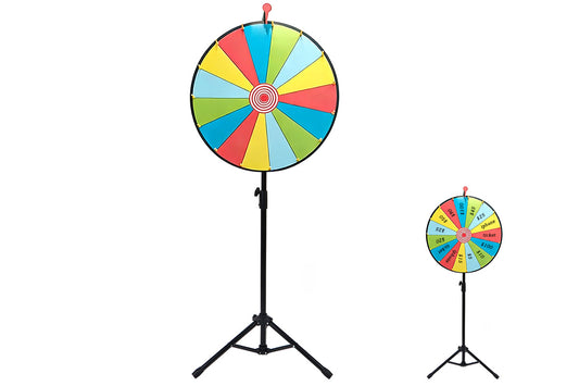 60cm Prize Wheel 15 Slots Colour Spinning Wheel with Adjustable Tripod Floor Stand