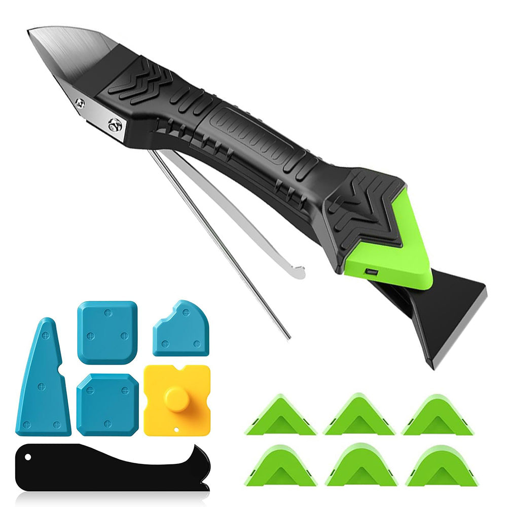 5 In 1 Caulking Tool Sealant Finishing Tool With Grout Scraper And 6 Exchange Silicone Pads