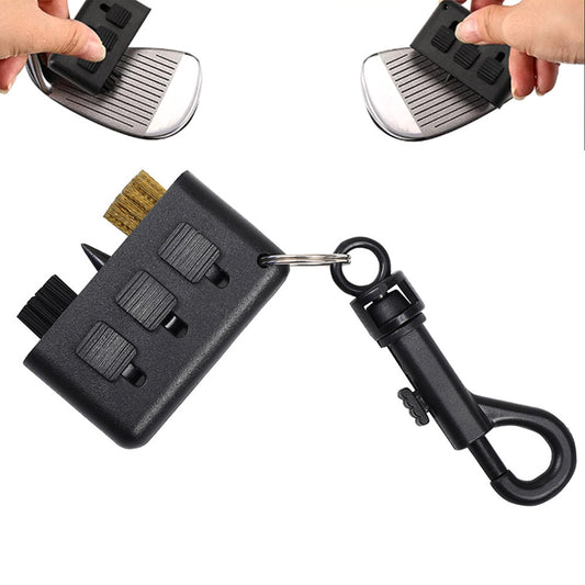 3 In 1 Golf Club Cleaning Brush Retractable Brass Nylon Groove Cleaner Tool