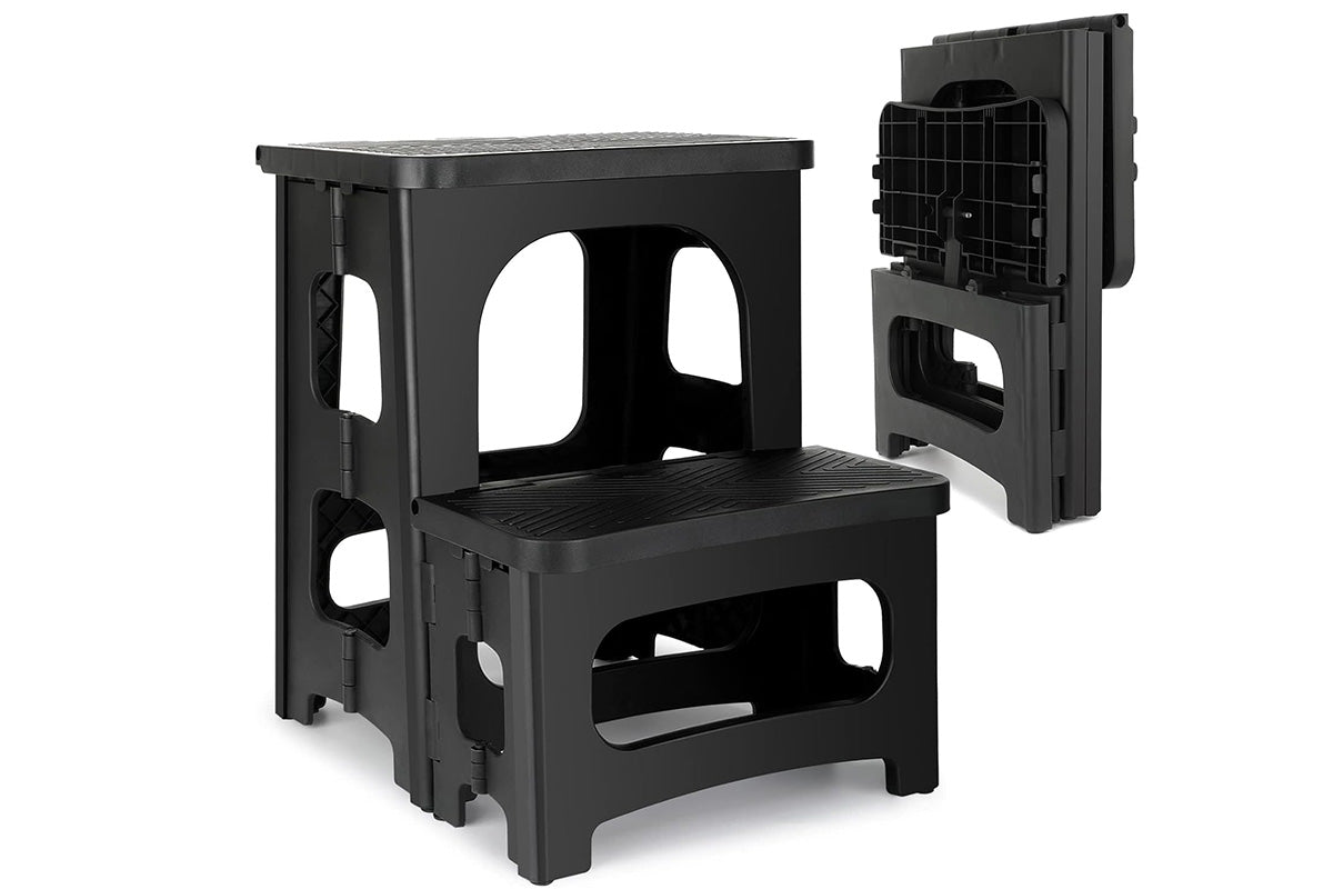 Folding 2 Step Stool Non Slip Portable Footstool Dual Heights Holds 300g