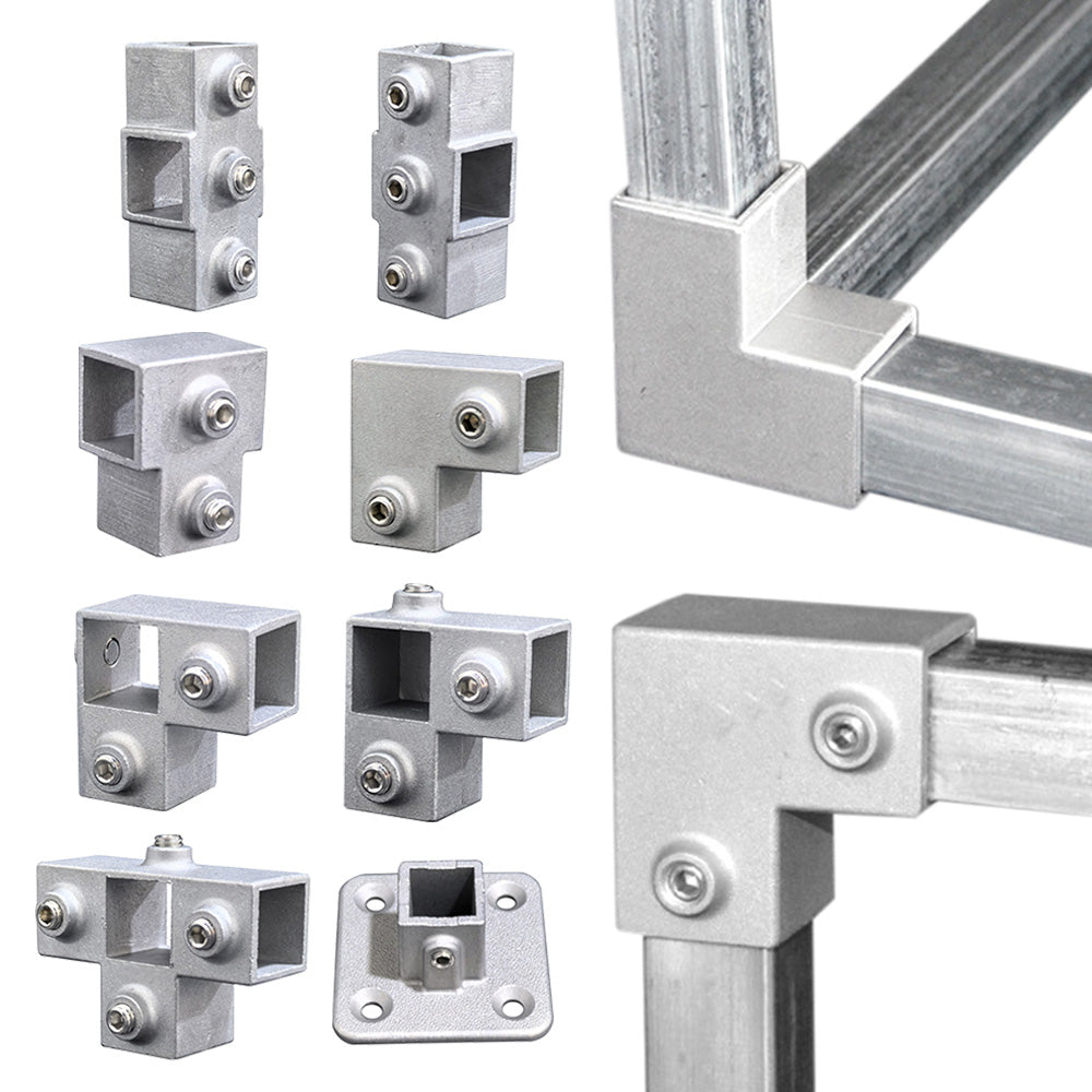 8 Piece 25x25mm Aluminum Alloy Square Tube Connector Set
