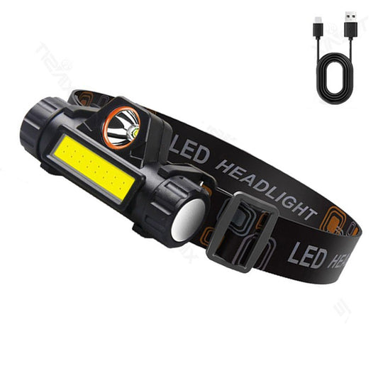 Dual Light Source Headlamp COB Camping Headlight with Rechargeable Battery