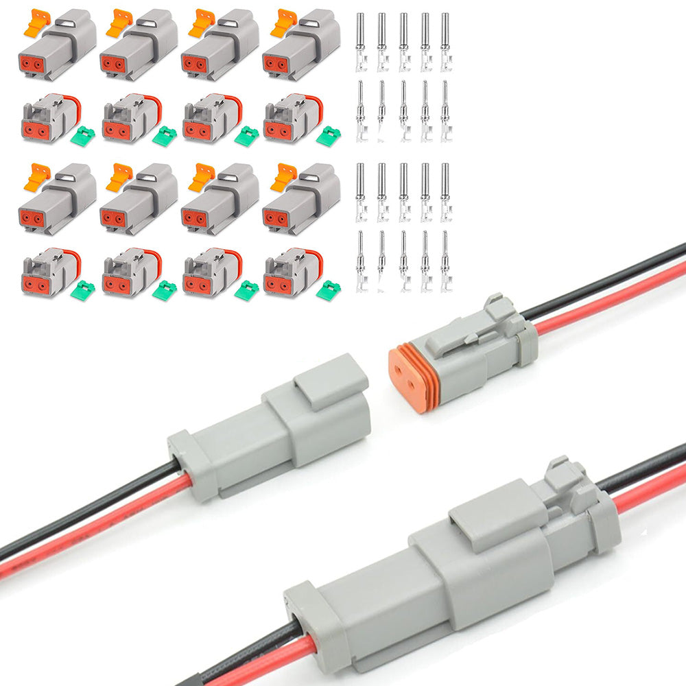 10 Kit 2 Pin Connectors for DT Deutsch Water-resistant Automotive Electrical Connector for Car