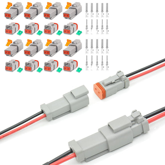 10 Kit 2 Pin Connectors for DT Deutsch Water-resistant Automotive Electrical Connector for Car