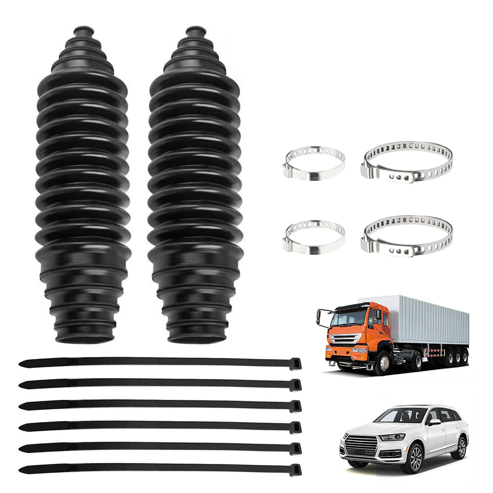 12 Pcs Universal Steering Rack Boot Kit Tie Rod Dust Cover with Clips and Cable Ties