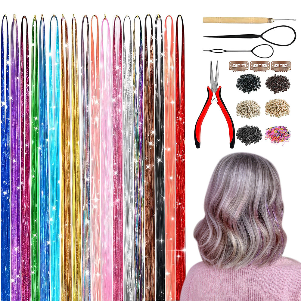 18 Colors Rainbow Hair Extensions Braiding Kit Styling Set