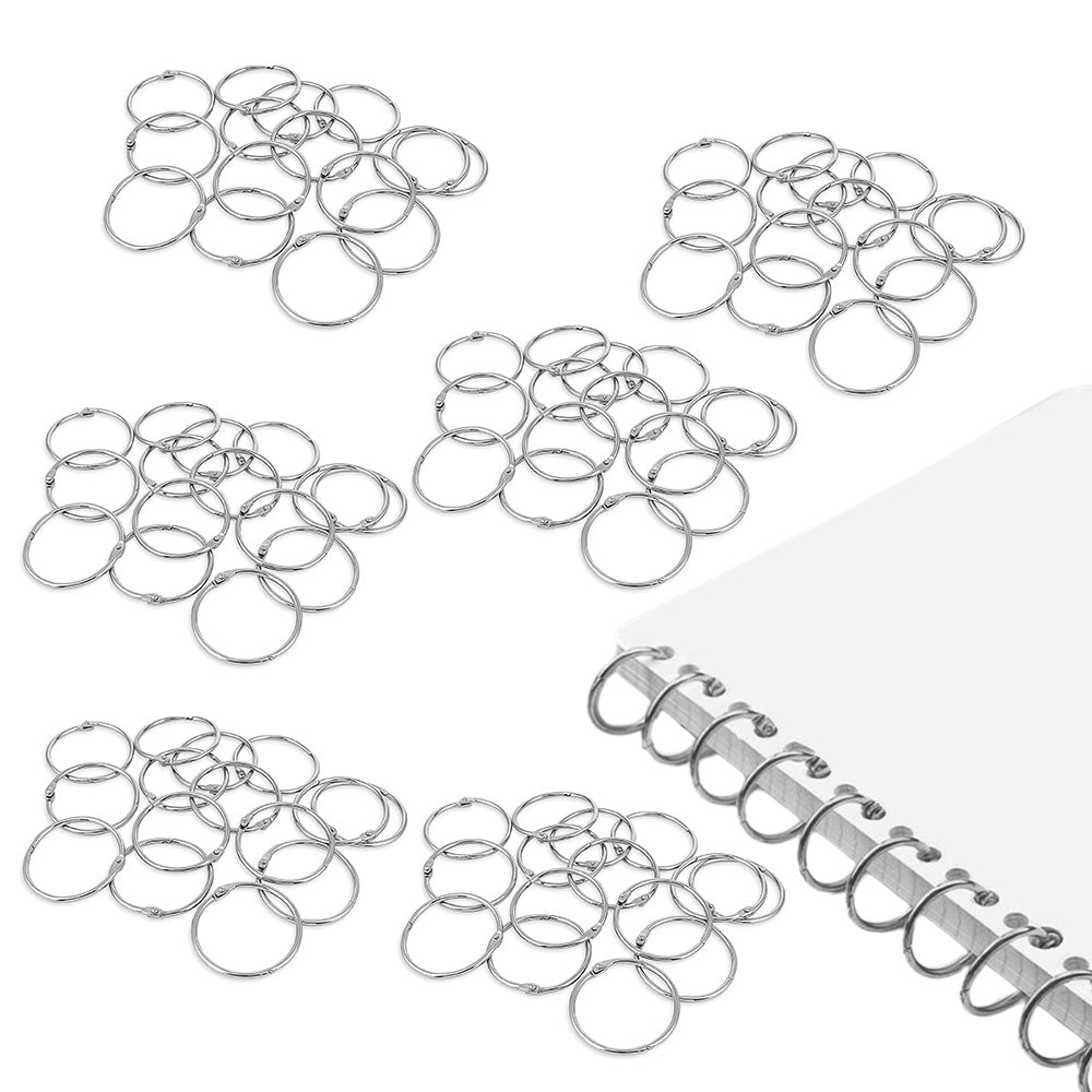 100 Pack Nickel Plated Metal Hinged Binder O Rings for Keys and Scrapbooks