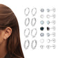 11Pairs Hypoallergenic Stud Hoop Earrings for Women Trendy Silver Hoops Cartilage Earring Stacks Set
