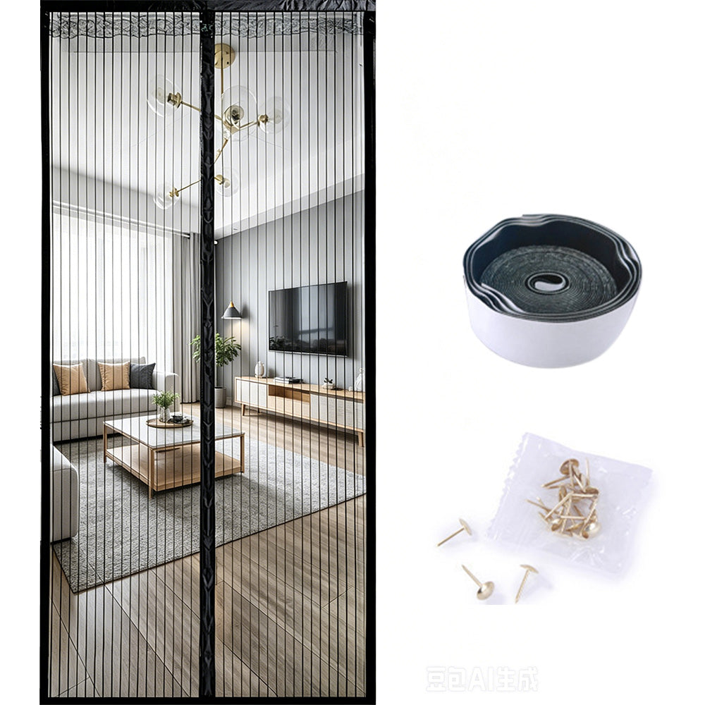 No-Drill Attraction Mosquito Screen Door Curtain Self Closing Mesh Net for Home Doorway