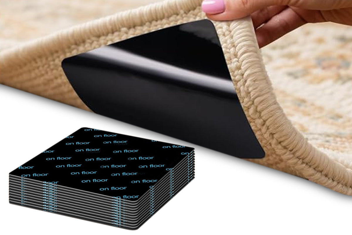 24 PCS Anti-Slip Rug Grippers Non-Marking Carpet Pads for Hardwood and Tile Floors