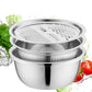 3Pcs Stainless Steel Vegetable Cutter Bowl Set with Grater and Strainer