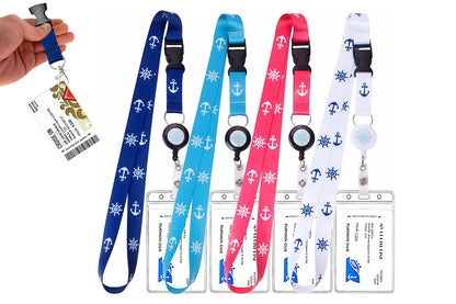 4PCS Cruise Lanyard with Retractable Badge Holder and Waterproof ID Card Holder