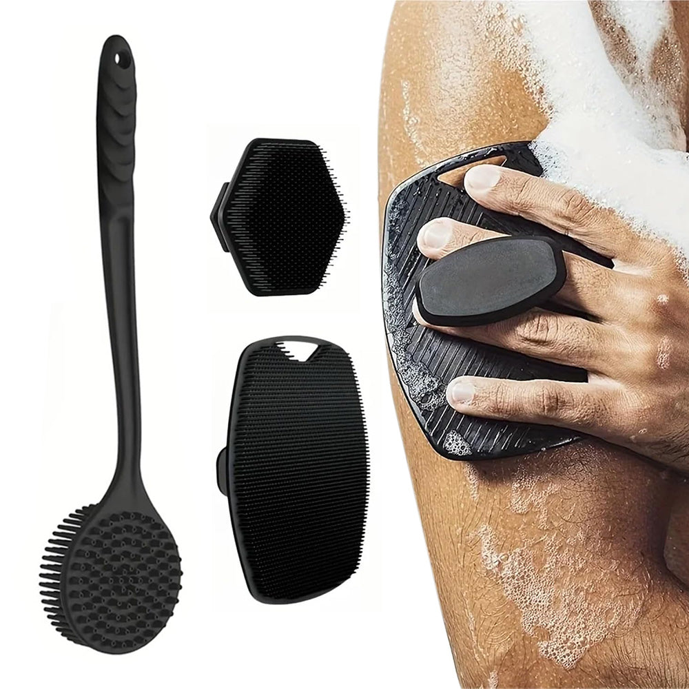Long Handle Silicone Body Scrubber Shower Brush Set Bath Brush