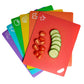 6 Pack Flexible Plastic Cutting Mats Non Slip Kitchen Cutting Boards Set with Food Icons