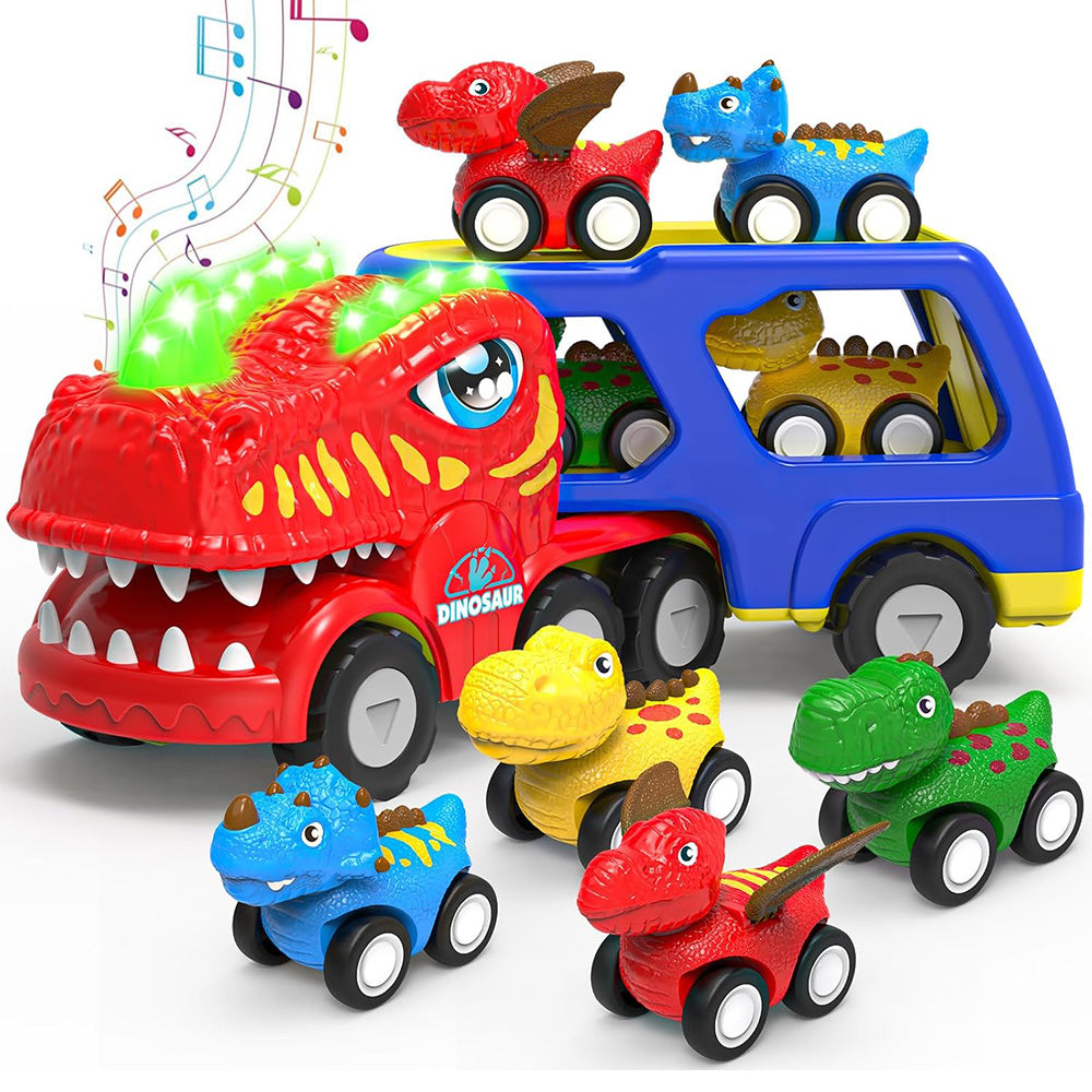 Dinosaur Toys Dinosaur Trucks for 4 Years with 4 Small Pull Back Dino Cars