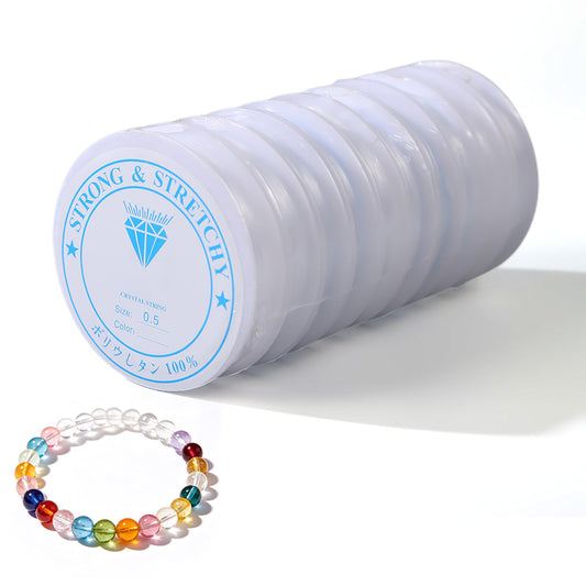 10 Rolls Transparent Elastic String Stretchy Beading Cord for Bracelet and Necklace DIY Making