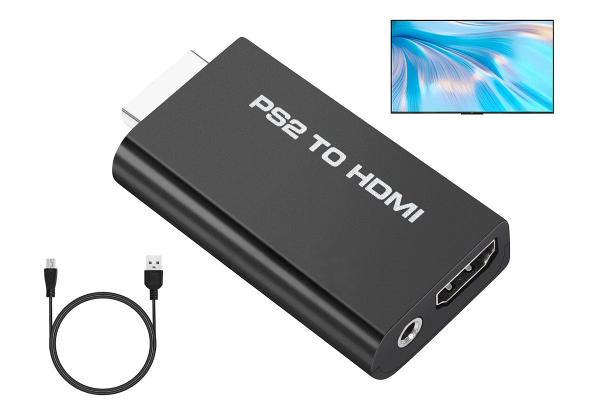 PS2 To HDMI Converter Adapter With USB Power Cable Supports All PS2 Display Modes