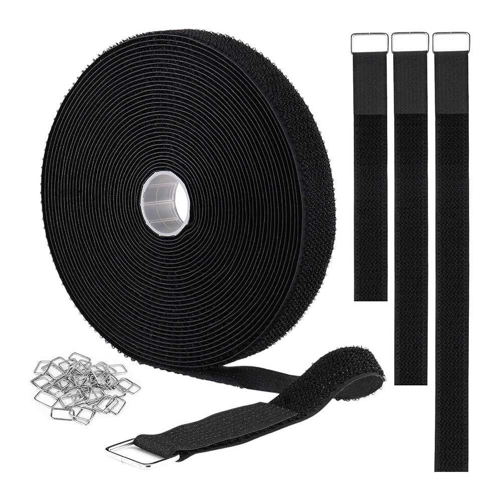 Self Gripping Hook and Loop Tie Nylon Cable Strap with Metal Buckles