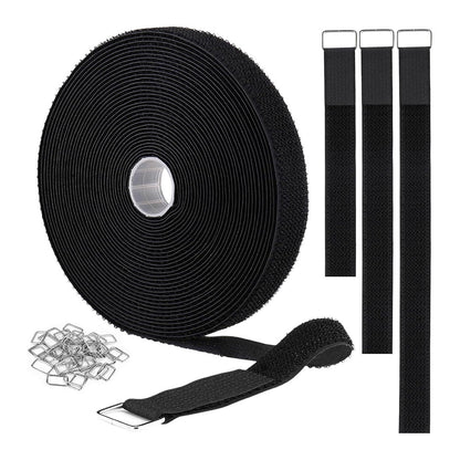 Self Gripping Hook and Loop Tie Nylon Cable Strap with Metal Buckles