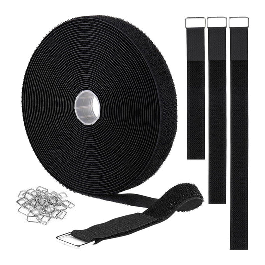 Self Gripping Hook and Loop Tie Nylon Cable Strap with Metal Buckles
